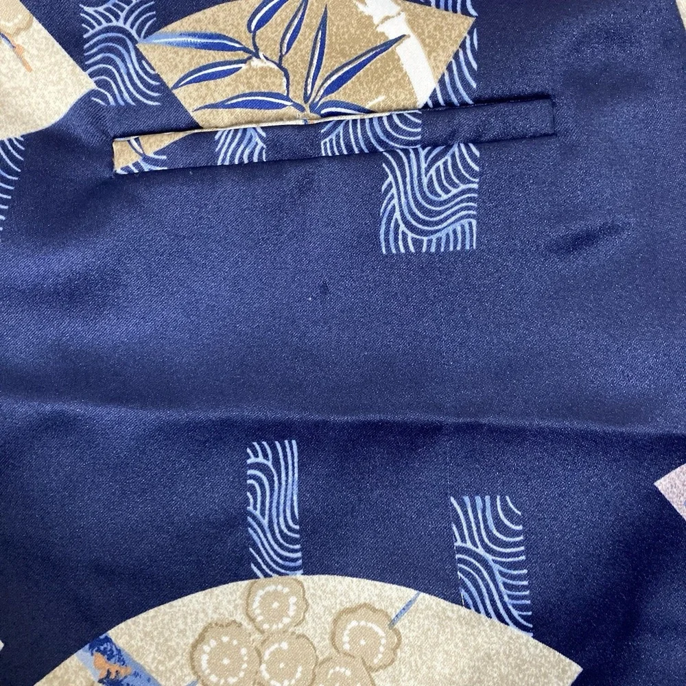 Vintage 70's Tori Richard Blue White Asian Cranes Men's M Hawaiian Aloha Shirt